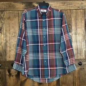 Bill Blass Mens Plaid Button Down Long‎ Sleeve Shirt Classic Casual